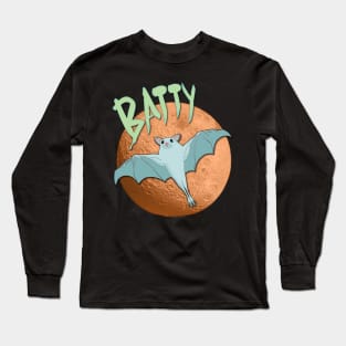 Batty cute Bat and Full Moon Design Long Sleeve T-Shirt